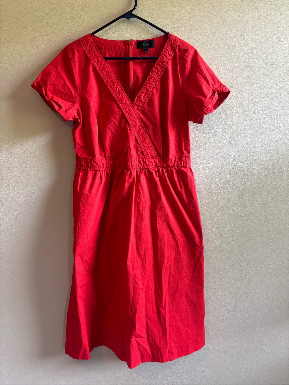 J. Crew Bright Red V‑Neck Midi Sheath Dress - Picture 2 of 6